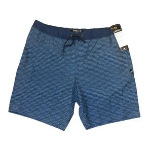 O'Neill Stockton Print E-Waist 18'' Hybrid Shorts Size XL Blue NWT